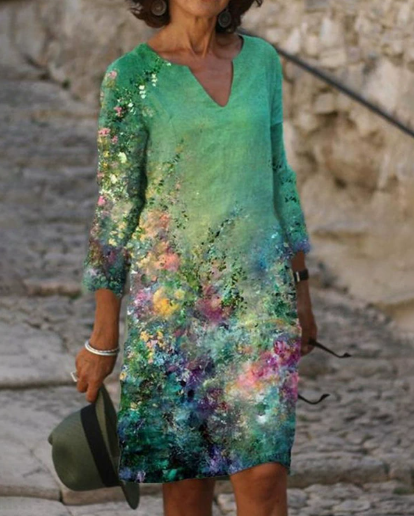 Anja | Women's Long Sleeve Abstract Pattern Shift Dress