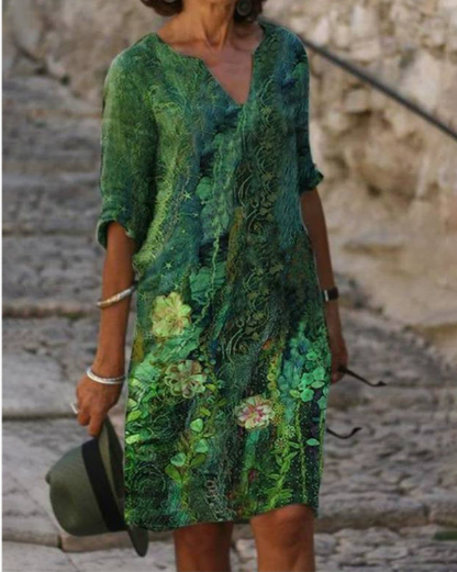 Anja | Women's Long Sleeve Abstract Pattern Shift Dress
