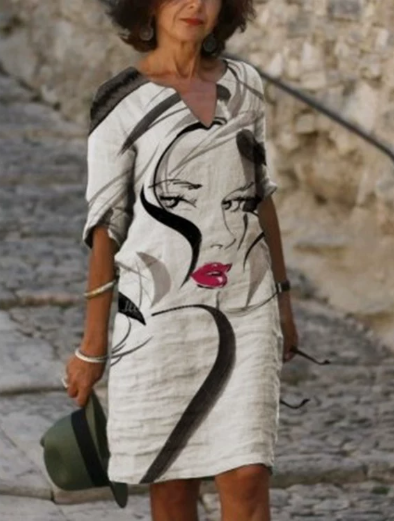 Anja | Women's Long Sleeve Abstract Pattern Shift Dress