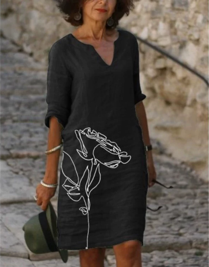 Anja | Women's Long Sleeve Abstract Pattern Shift Dress