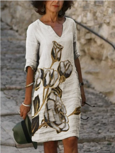 Anja | Women's Long Sleeve Abstract Pattern Shift Dress
