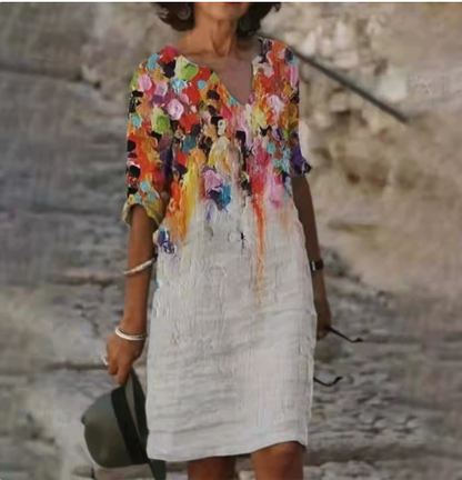 Anja | Women's Long Sleeve Abstract Pattern Shift Dress