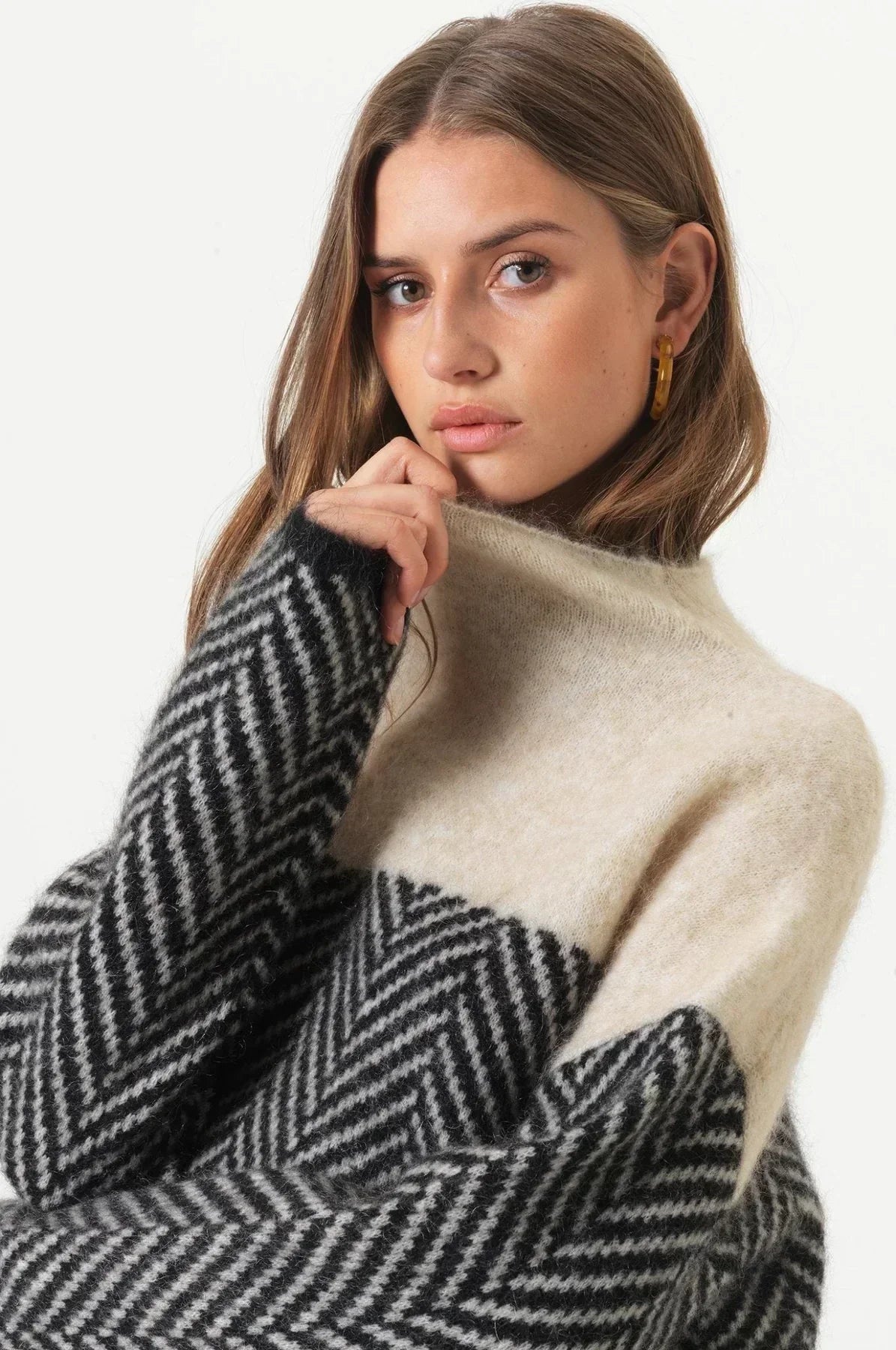 Michaela | Women's Relaxed Knit Sweater with High Collar