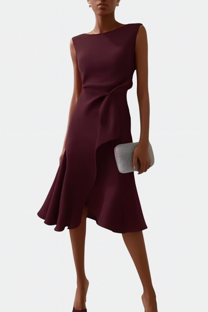 Beatrice | Women's Draped Asymmetrisches Midi Dress
