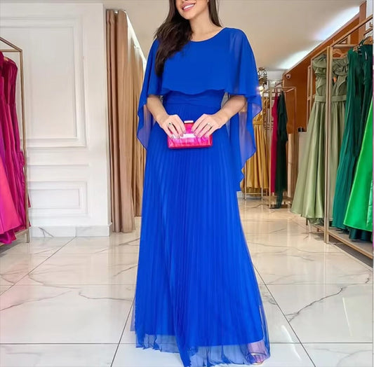 Theresa | Women's Floor-Length Dress with Cape-Sleeves