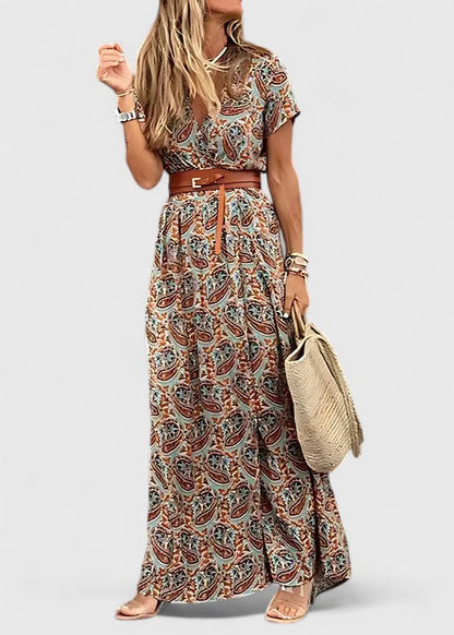 Anke | Women's Casual Boho-Maxi Dress with V-Neck