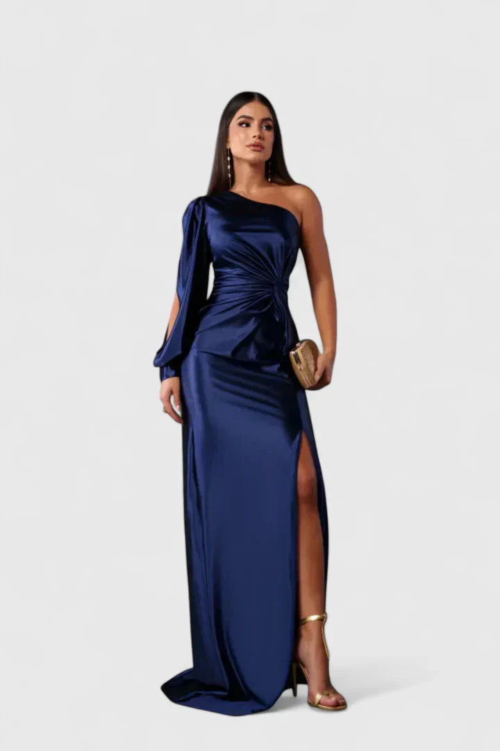 Kirsten | Women's Evening Dress with a Shoulder and Ruching