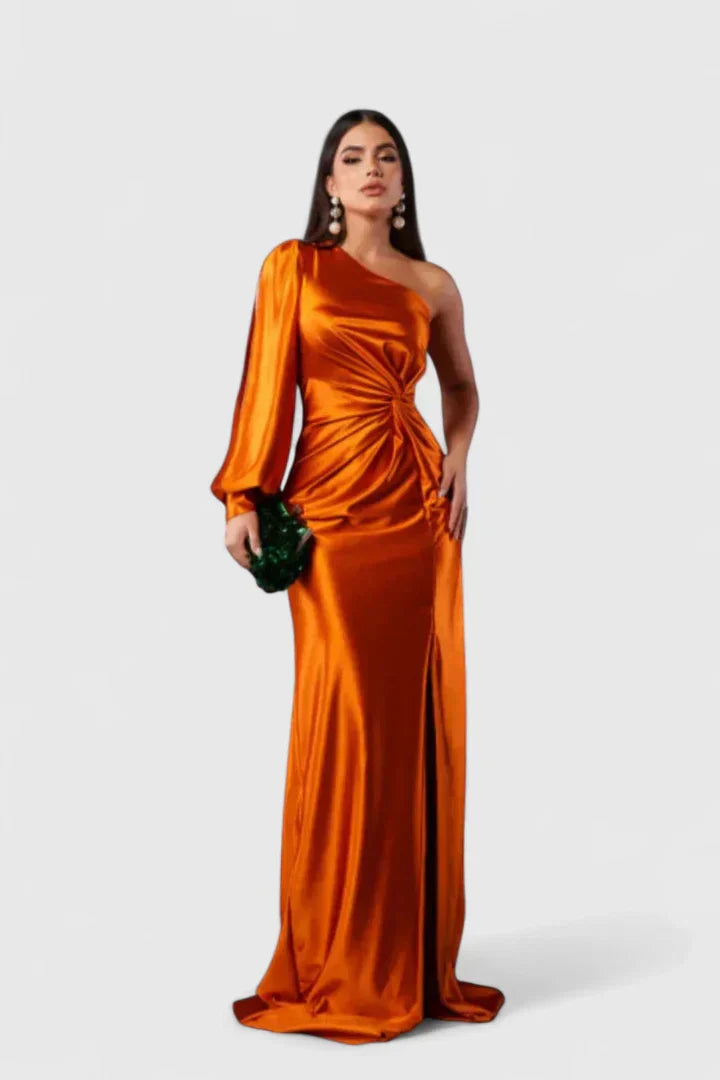Kirsten | Women's Evening Dress with a Shoulder and Ruching