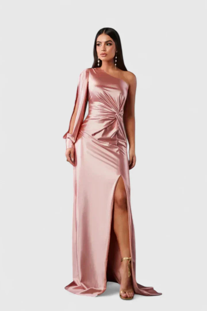 Kirsten | Women's Evening Dress with a Shoulder and Ruching