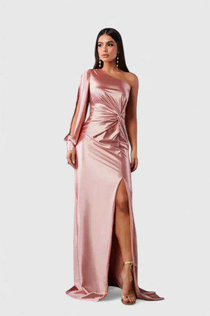 Kirsten | Women's Evening Dress with a Shoulder and Ruching