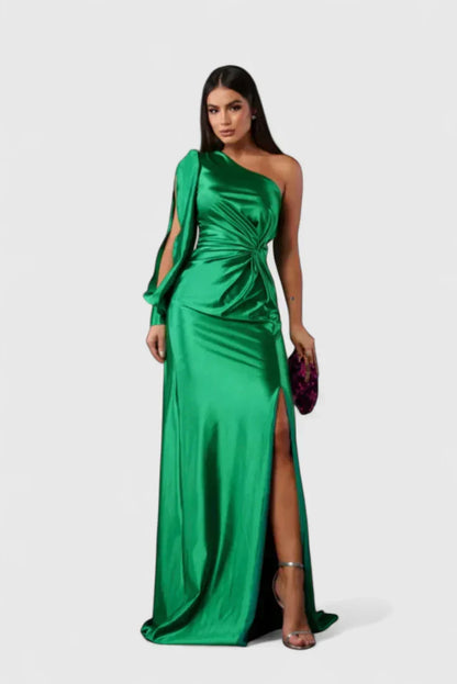 Kirsten | Women's Evening Dress with a Shoulder and Ruching