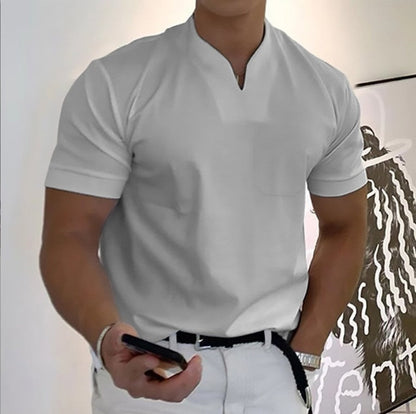 Pietro | Men’s Minimal V-Button Placket Casual T-Shirt