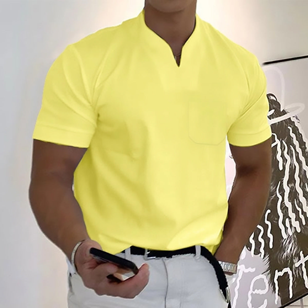 Pietro | Men’s Minimal V-Button Placket Casual T-Shirt