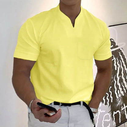 Pietro | Men’s Minimal V-Button Placket Casual T-Shirt