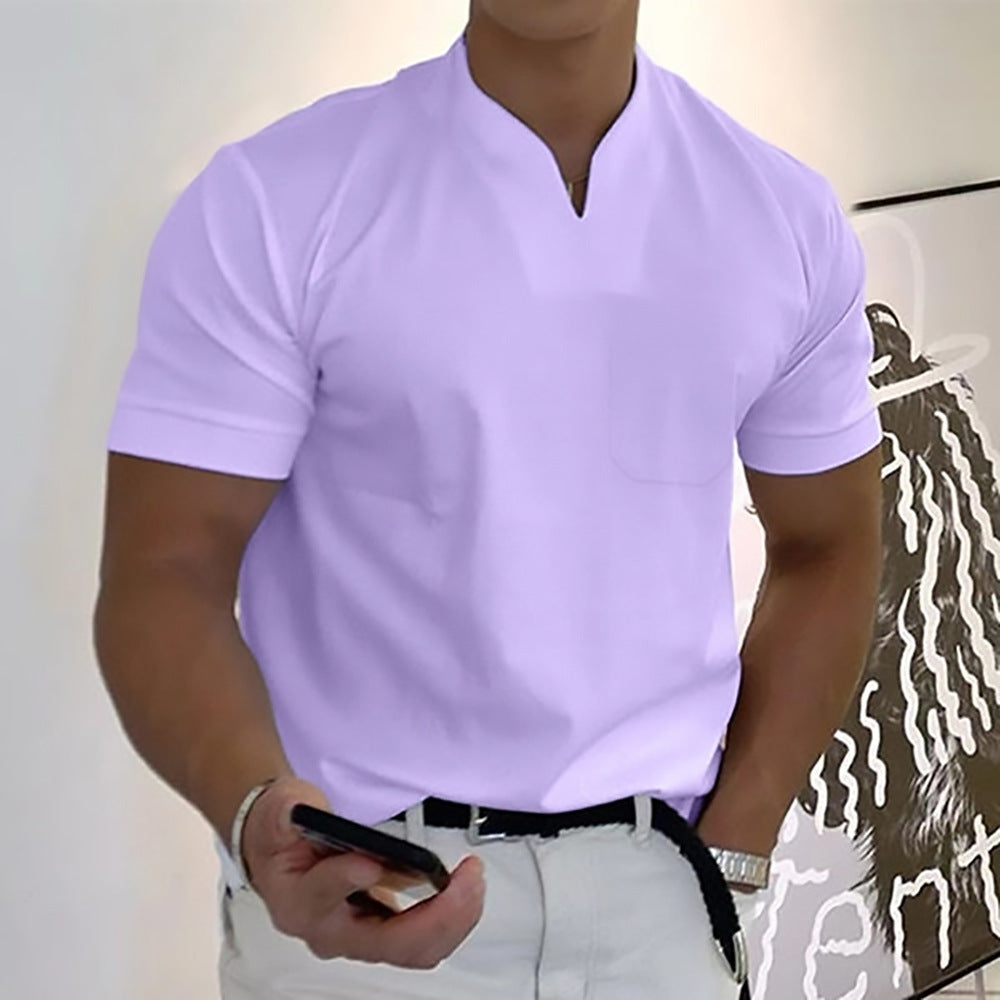 Pietro | Men’s Minimal V-Button Placket Casual T-Shirt