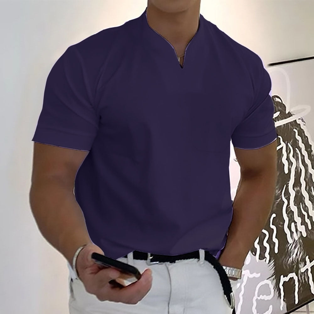 Pietro | Men’s Minimal V-Button Placket Casual T-Shirt