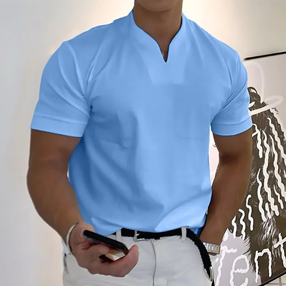 Pietro | Men’s Minimal V-Button Placket Casual T-Shirt