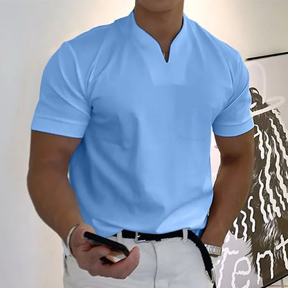 Pietro | Men’s Minimal V-Button Placket Casual T-Shirt