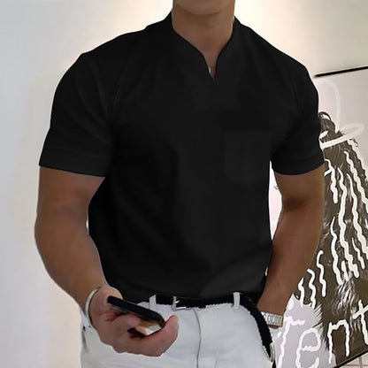 Pietro | Men’s Minimal V-Button Placket Casual T-Shirt