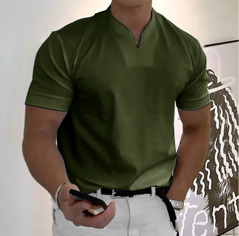 Pietro | Men’s Minimal V-Button Placket Casual T-Shirt