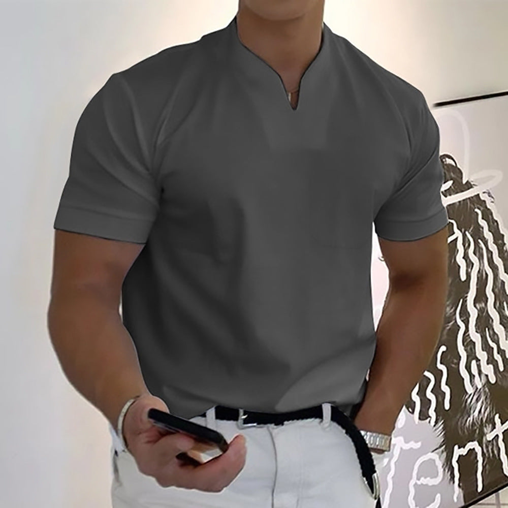 Pietro | Men’s Minimal V-Button Placket Casual T-Shirt