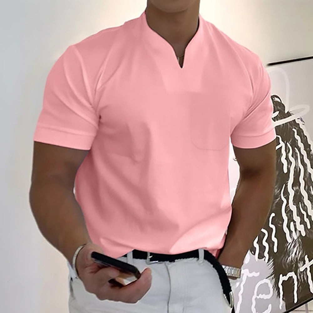 Pietro | Men’s Minimal V-Button Placket Casual T-Shirt