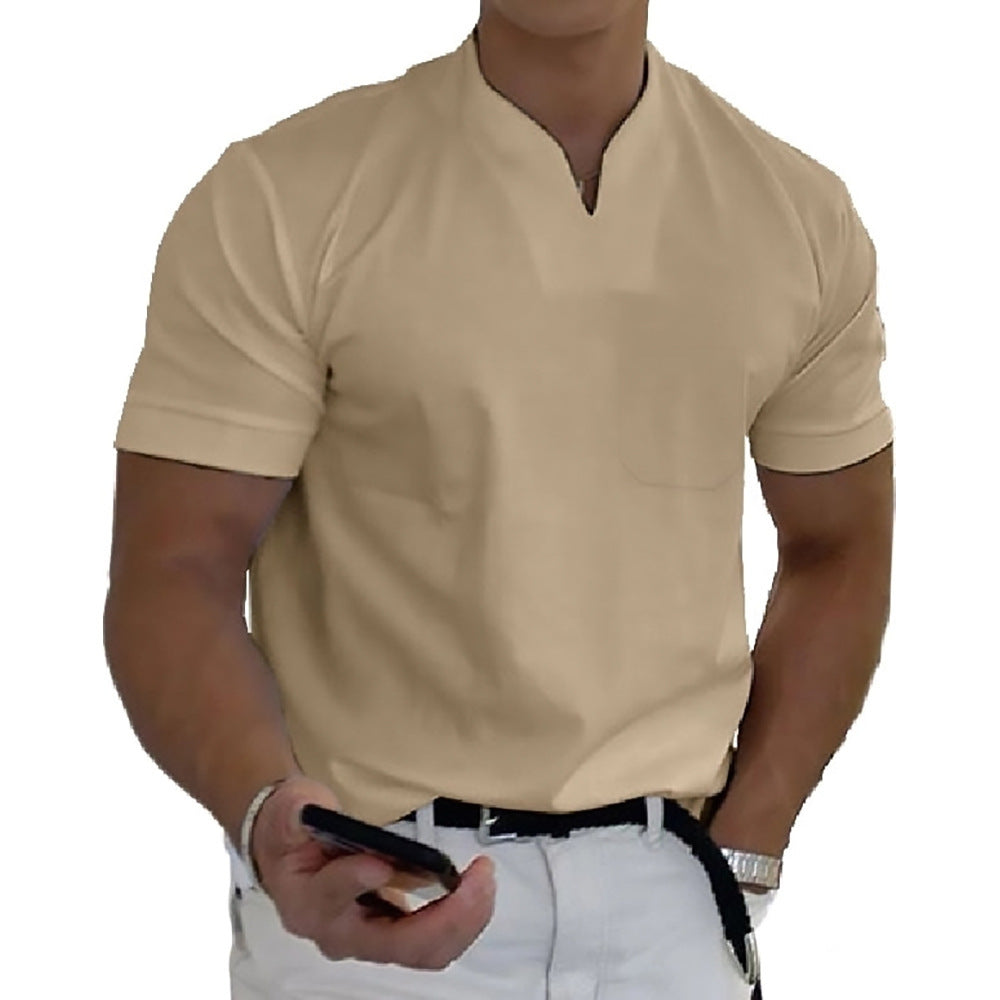 Pietro | Men’s Minimal V-Button Placket Casual T-Shirt