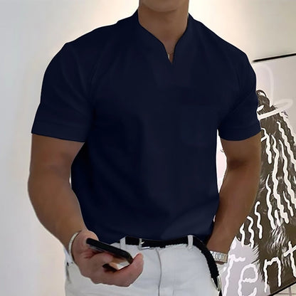 Pietro | Men’s Minimal V-Button Placket Casual T-Shirt