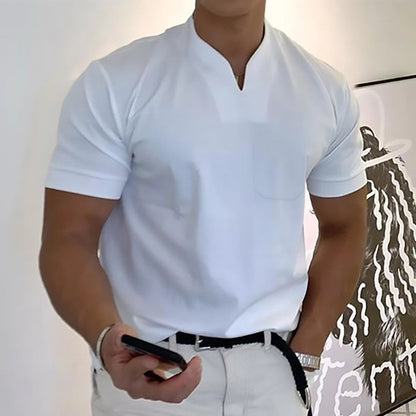 Pietro | Men’s Minimal V-Button Placket Casual T-Shirt