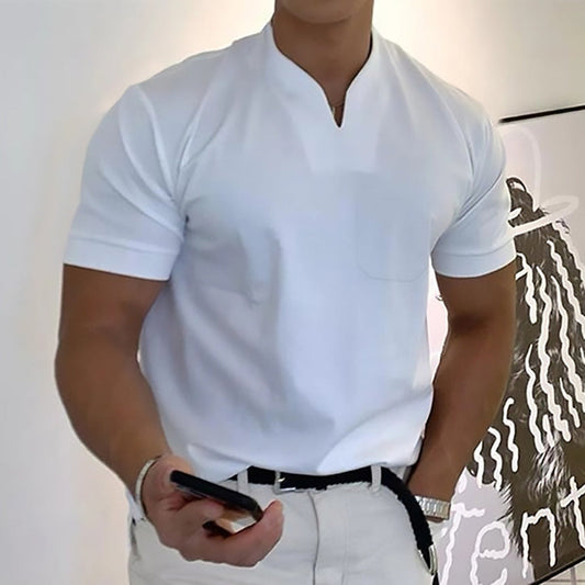 Pietro | Men’s Minimal V-Button Placket Casual T-Shirt