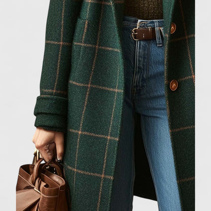 Natascha | Women's Classic Coat with Kariertem Pattern and Buttons