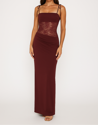 Ginevra | Lace Panel Bodycon Maxi Dress with Adjustable Straps