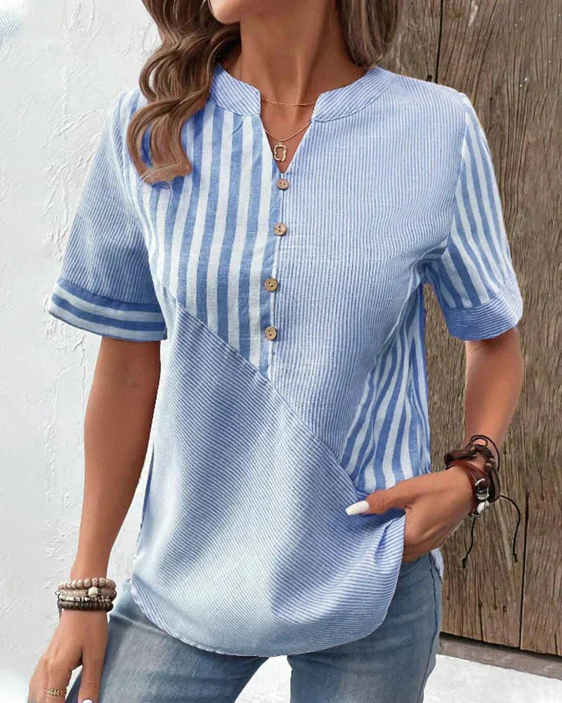Odette | Soft striped blouse with timeless sophistication and all-day comfort
