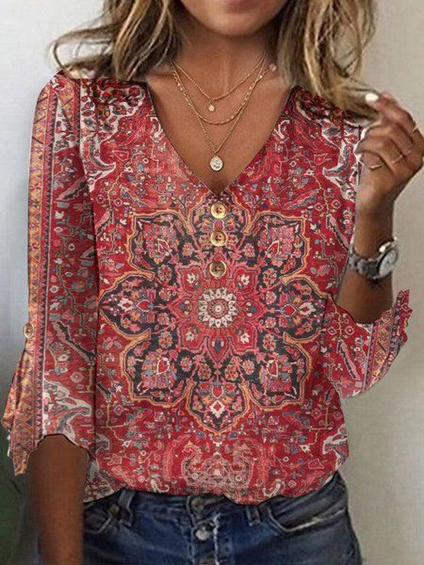 Elara | Women's V-Neck Relaxed Summer Blouse