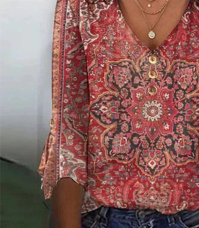 Elara | Women's V-Neck Relaxed Summer Blouse