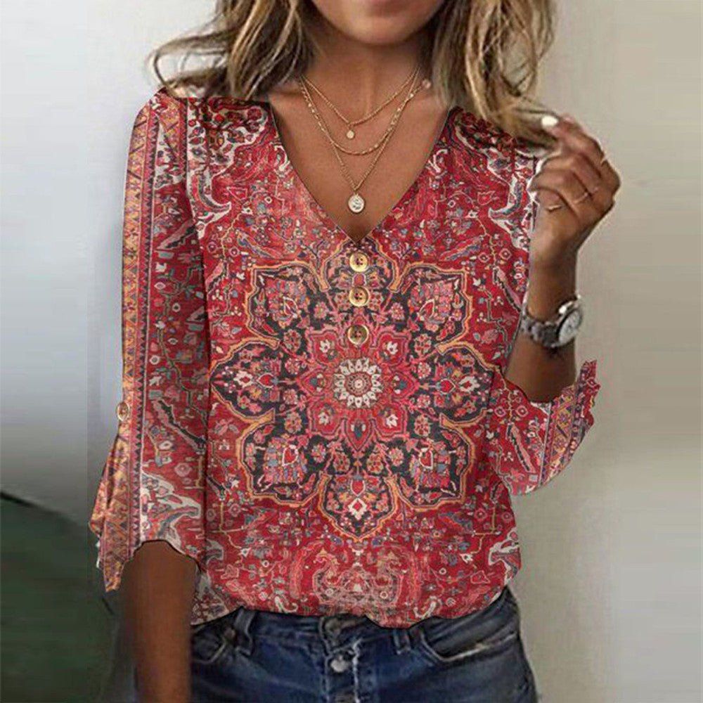 Elara | Women's V-Neck Relaxed Summer Blouse