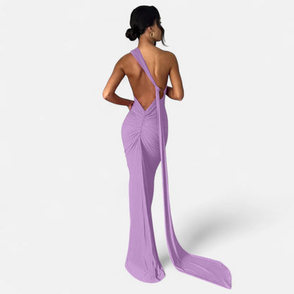 Lara | Women's Maxi Dress with One-Shoulder-Halter Neck