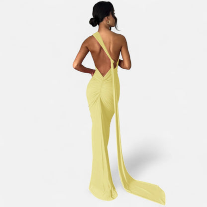 Lara | Women's Maxi Dress with One-Shoulder-Halter Neck