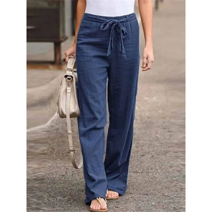 Sophia | Linen Wide Leg Palazzo Pants Drawstring Waist Casual