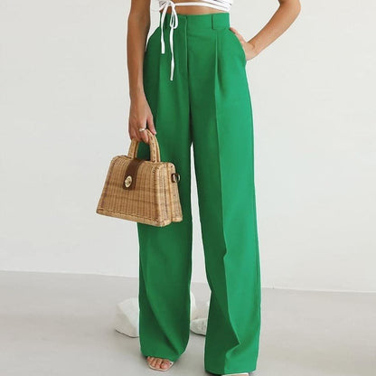 Amelia | Linen Wide-Leg Pants High-Waisted Pleated Elegant