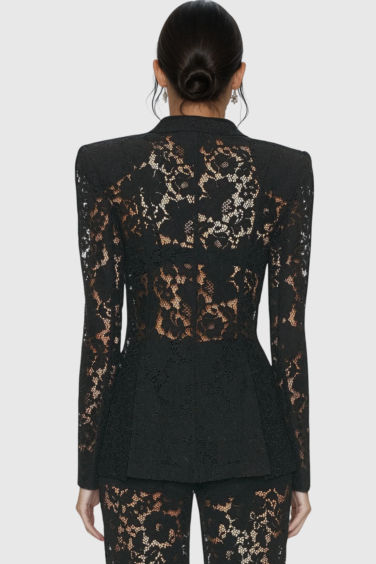Amelie | Long Sleeve Lace Blazer and Wide-Leg Pants Set