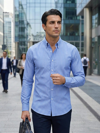 Gaetano | Men’s Slim Fit Striped Button-Up