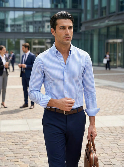 Gaetano | Men’s Slim Fit Striped Button-Up