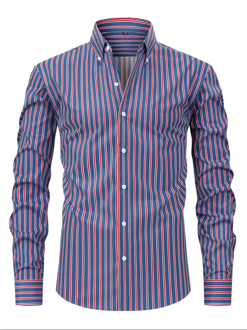 Gaetano | Men’s Slim Fit Striped Button-Up