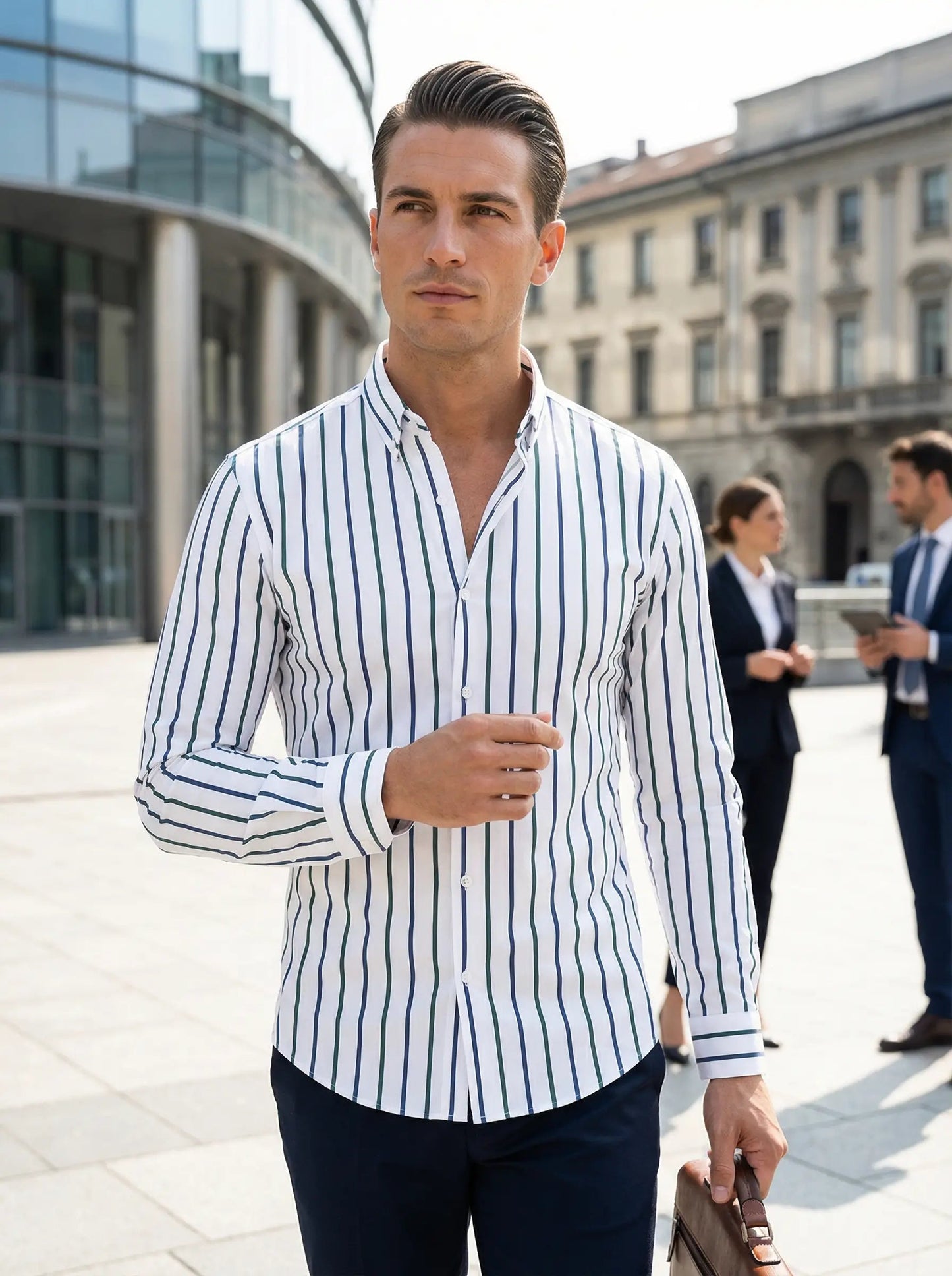 Gaetano | Men’s Slim Fit Striped Button-Up