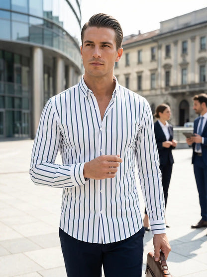 Gaetano | Men’s Slim Fit Striped Button-Up