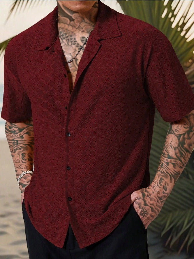 Marcello | Men’s Patterned Button-Up Short Sleeve Shirt