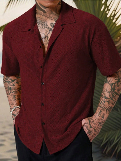 Marcello | Men’s Patterned Button-Up Short Sleeve Shirt