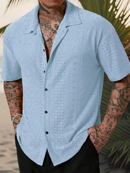 Marcello | Men’s Patterned Button-Up Short Sleeve Shirt
