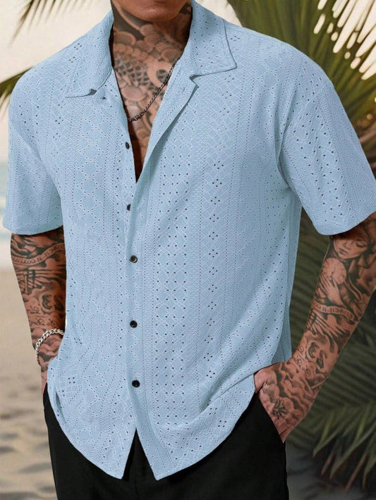 Marcello | Men’s Patterned Button-Up Short Sleeve Shirt